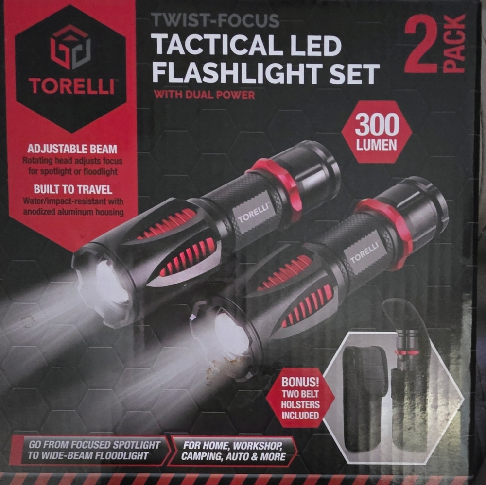 Torelli Tactical LED Flashlight Set - Black and Red
